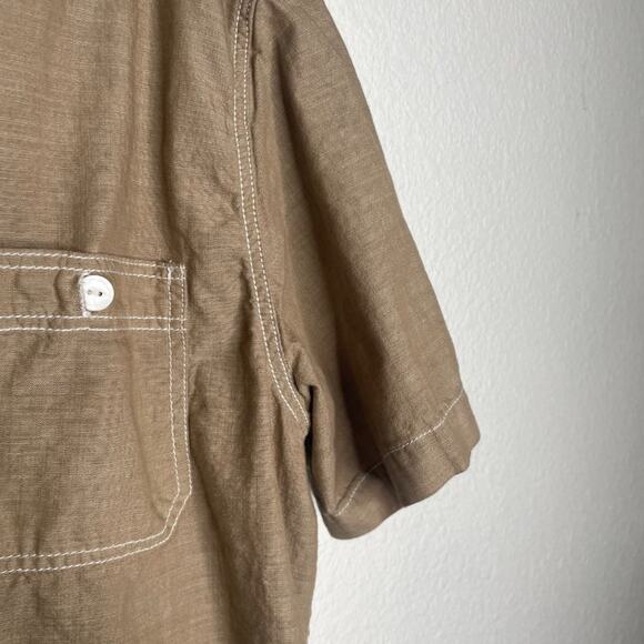 GAP Mens Shirt Size L Light Brown Short Sleeve Collared Button Down Unlined - Picture 11 of 15